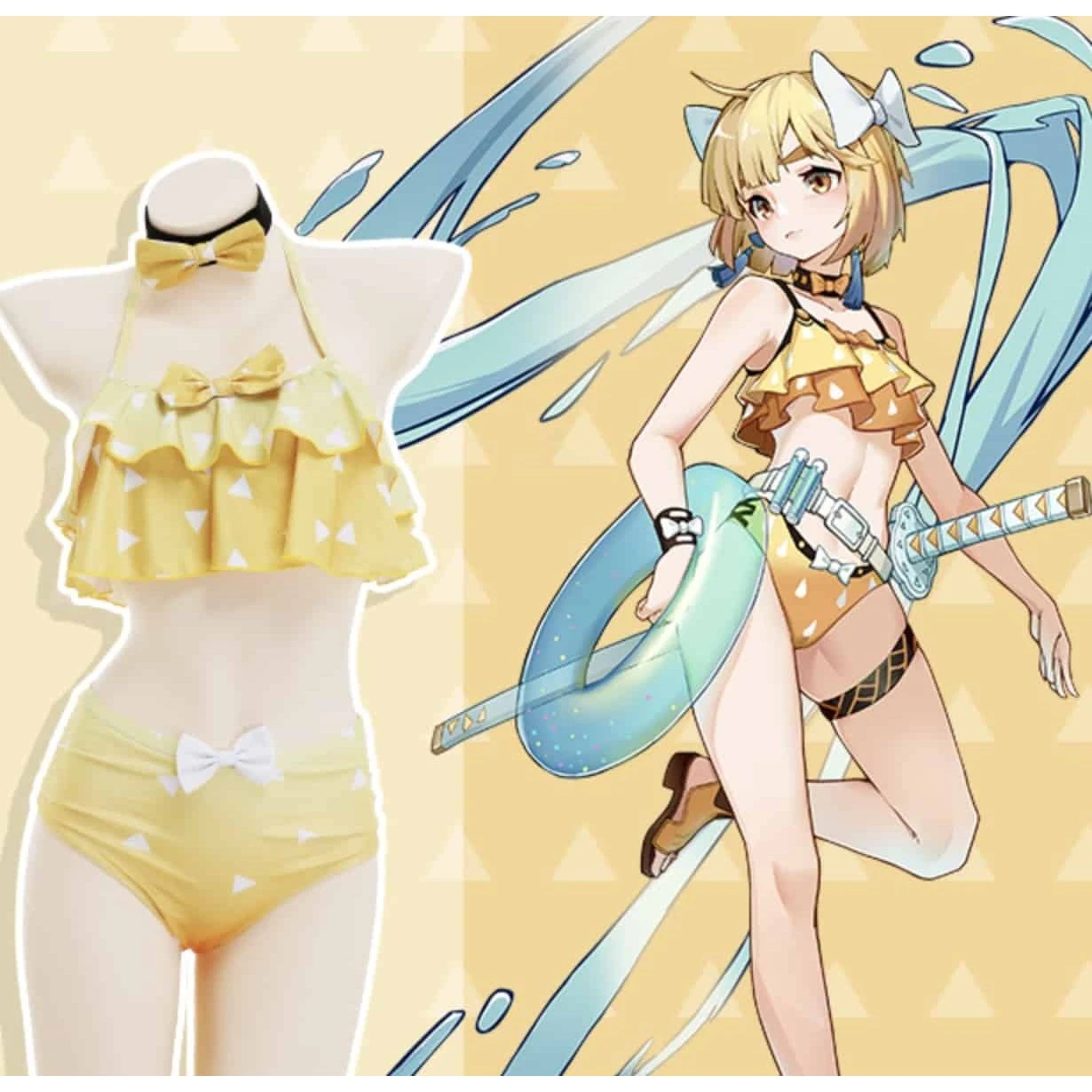 Demon Slayer Zenitsu Agatsuma Swim Cosplay Costume Version 1 3 Demon Slayer Zenitsu Agatsuma Swim Cosplay Costume Version 1