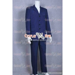 Doctor Who Blue Strip Suit Cosplay Costume -Halloween Shop doctor who blue strip suit cosplay costume hc3734 555